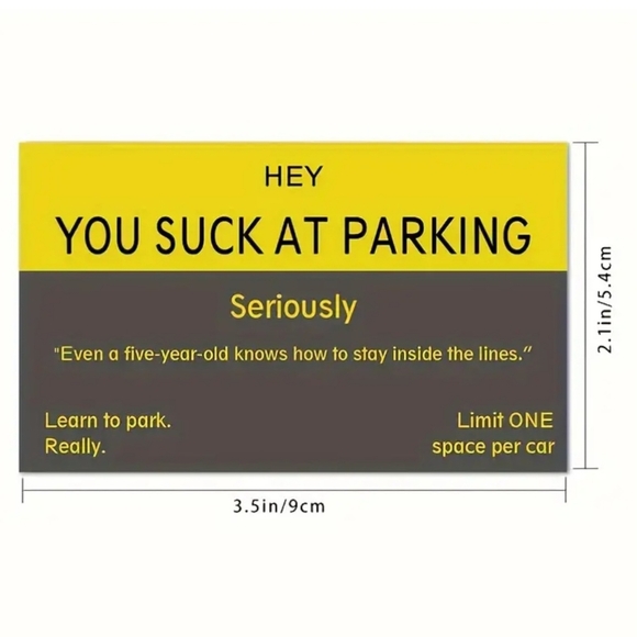 "You Suck At Parking" Novelty Business Cards - Picture 3 of 5